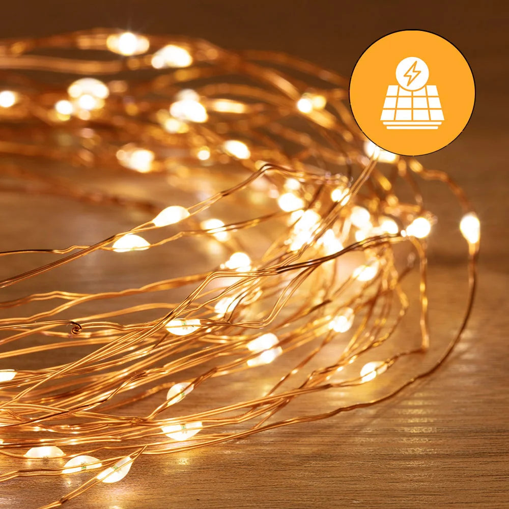 Solar + USB 200 LED Dual Use Wire Lights – 19.9m available