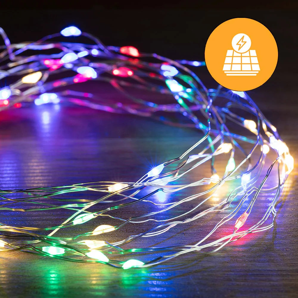 Solar + USB 200 LED Dual Use Wire Lights – 19.9m available