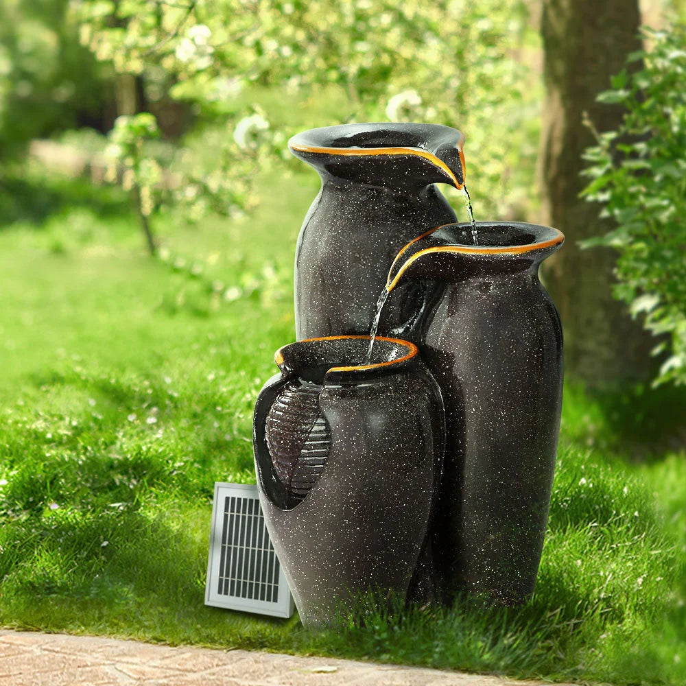 Solar Water Feature with LED Lights Three Tier