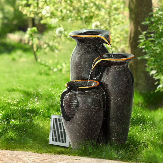 Solar Water Feature with LED Lights Three Tier