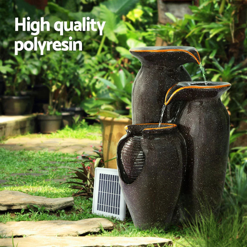 Solar Water Feature with LED Lights 3 Tier 52cm