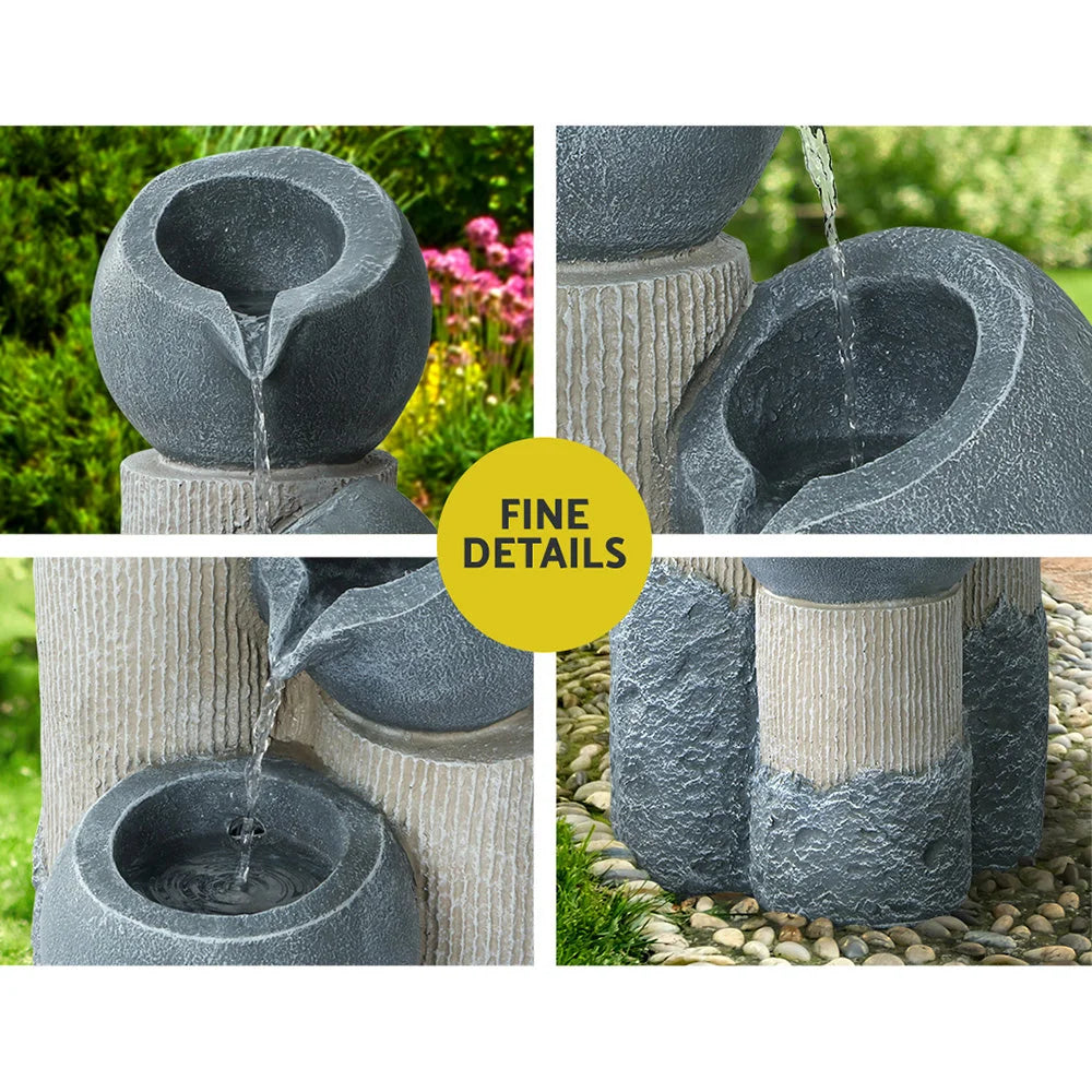 Solar Water Feature with LED Lights 3-Tier 76cm