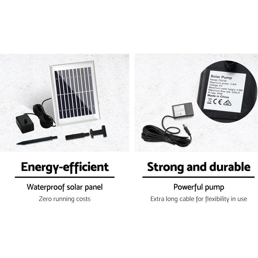 Solar Water Fountain Outdoor Bird Bath Peacock Cascading