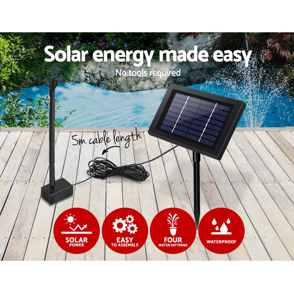 Solar Water Fountain Pump Outdoor Submersible 4FT Lift