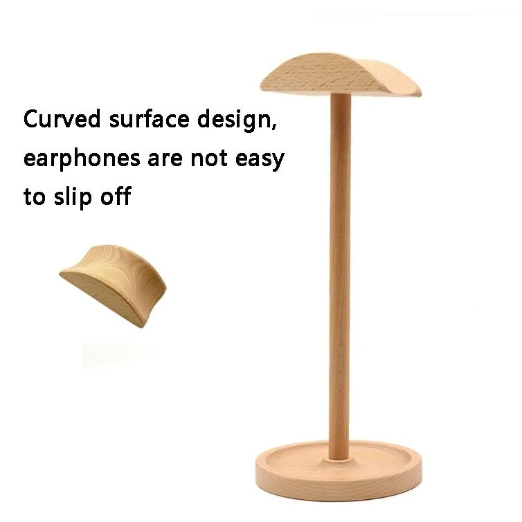 Solid Wood Desktop Headset Display Stand - Elegant Design-1915197796844179459