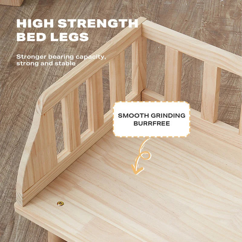Solid Wood Pet Cat Dog Bed with Bedding - Pet Care
