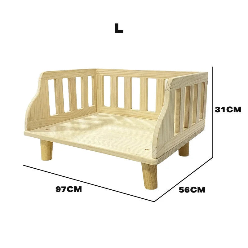 Solid Wood Pet Cat Dog Bed with Bedding - Pet Care