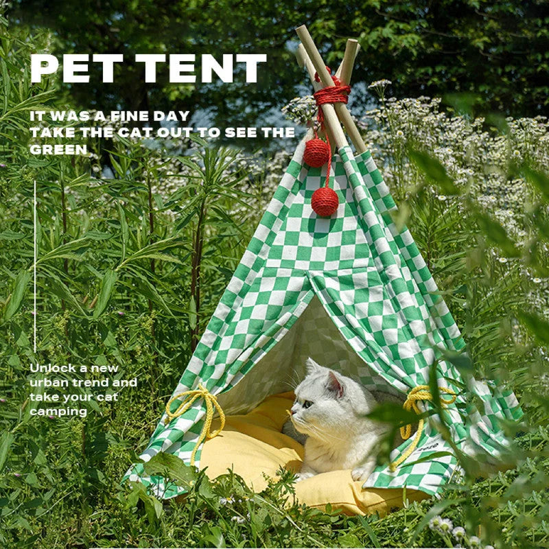 Solid Wood Pet Tent Nest Removable Mattress - Outdoor