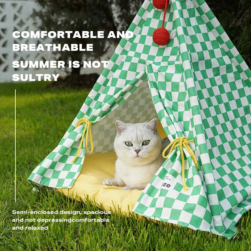 Solid Wood Pet Tent Nest Removable Mattress - Outdoor