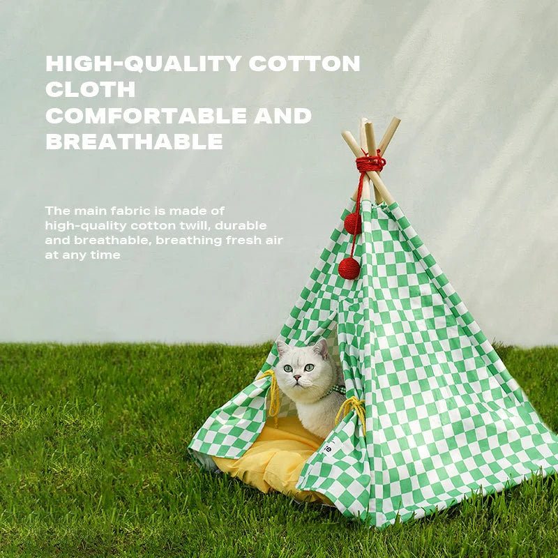Solid Wood Pet Tent Nest Removable Mattress - Outdoor