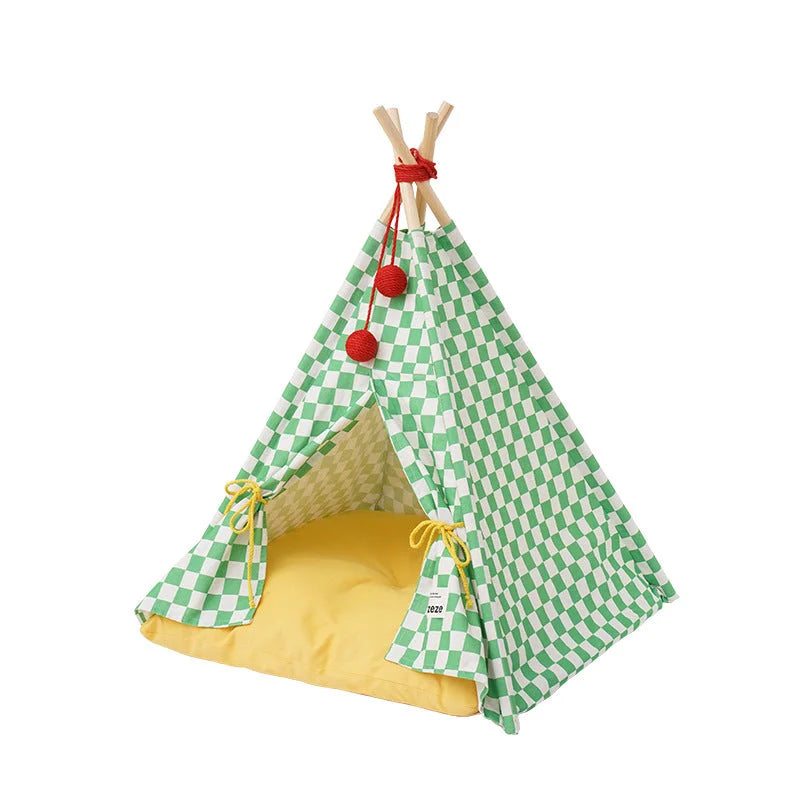 Solid Wood Pet Tent Nest Removable Mattress - Outdoor