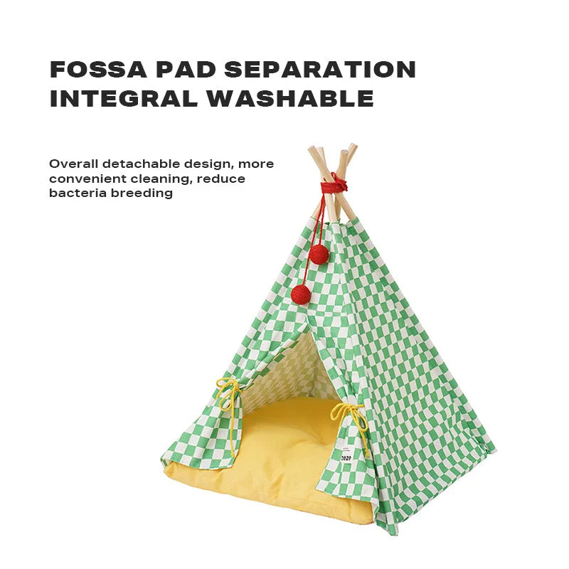Solid Wood Pet Tent Nest Removable Mattress - Outdoor