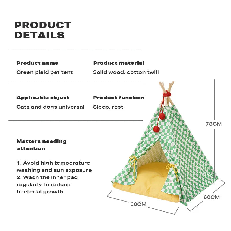 Solid Wood Pet Tent Nest Removable Mattress - Outdoor