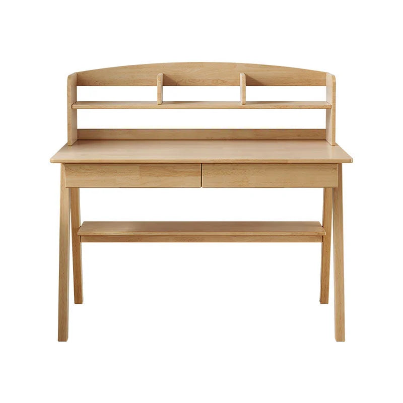 Solid Wood Study Desk with Shelf