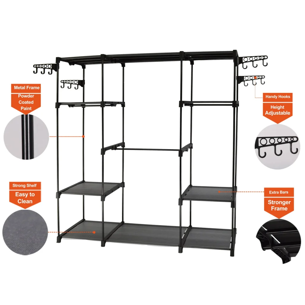 Sorti Freestanding Portable Closet Metal Wardrobe Garment