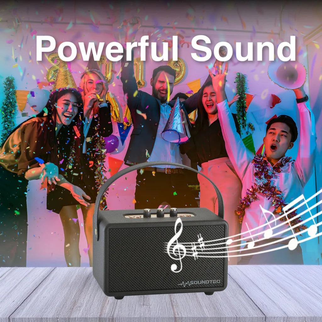 SoundTec Retro Bluetooth Boombox Black audio video speakers 440