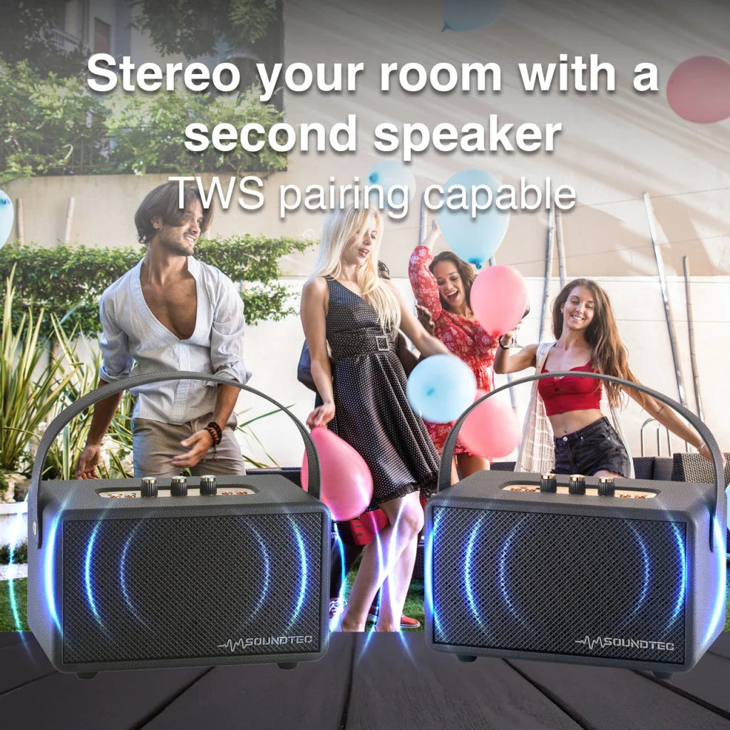 SoundTec Retro Bluetooth Boombox Black audio video speakers 622