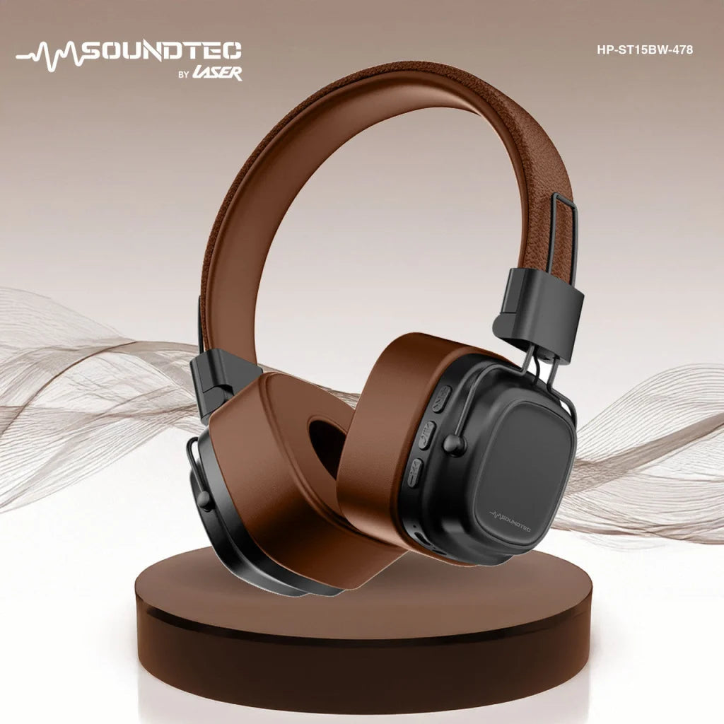 Soundtec Wireless On-Ear Headphones Brown - Electronics >