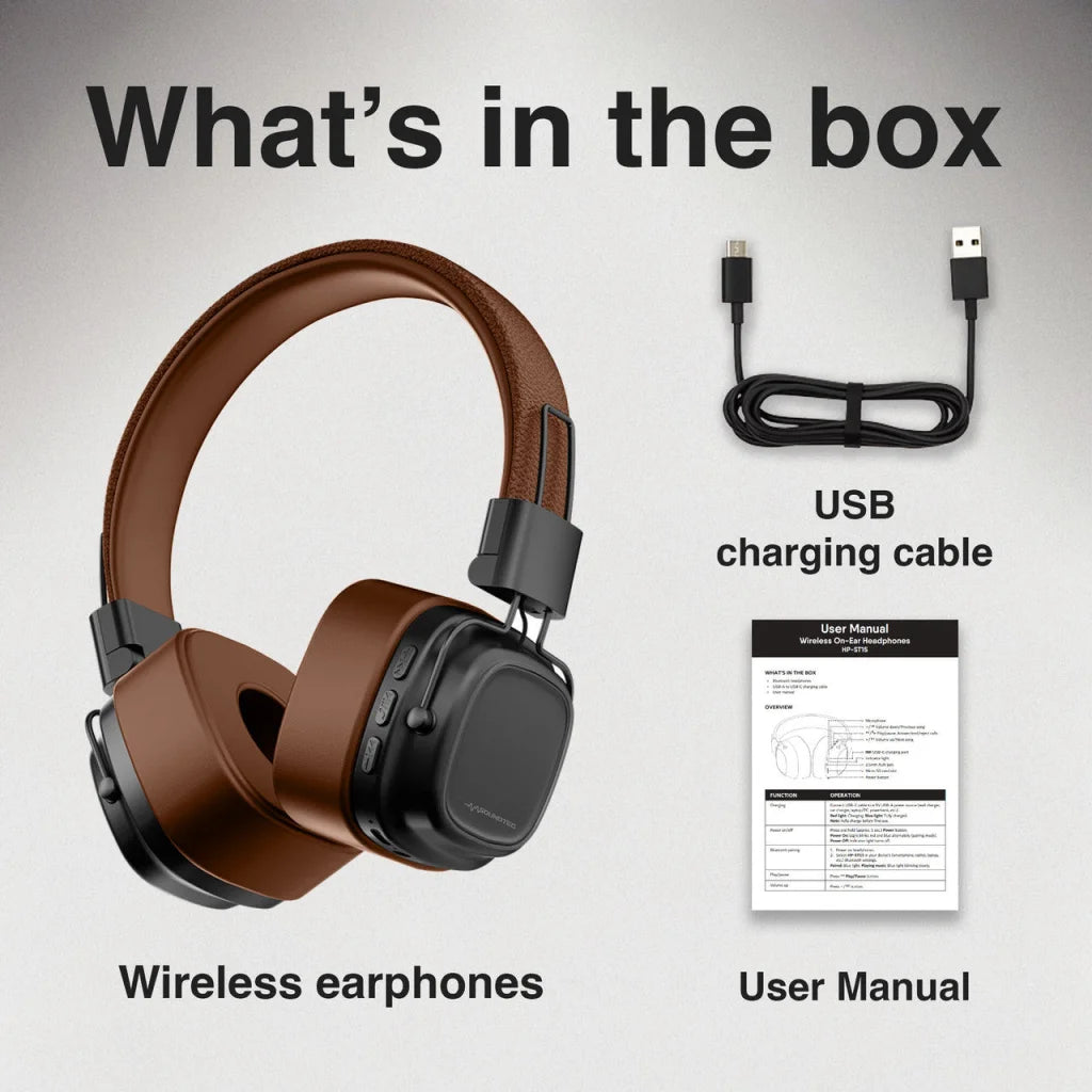Soundtec Wireless On-Ear Headphones Brown - Electronics >