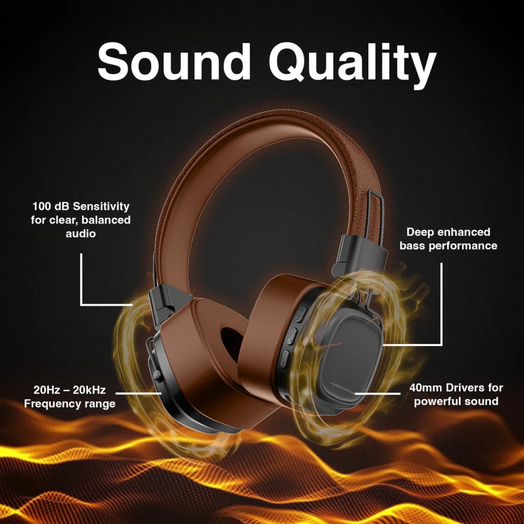 Soundtec Wireless On-Ear Headphones Brown - Electronics >