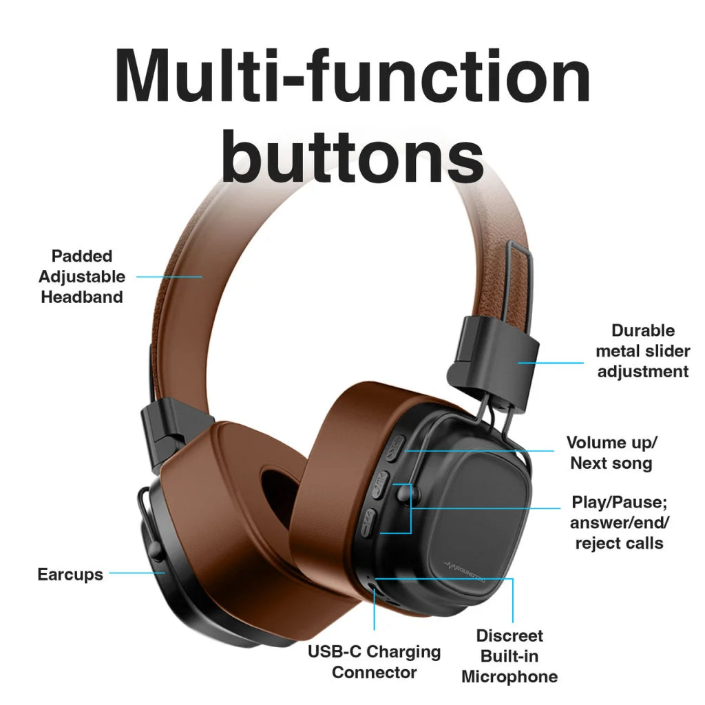 Soundtec Wireless On-Ear Headphones Brown - Electronics >
