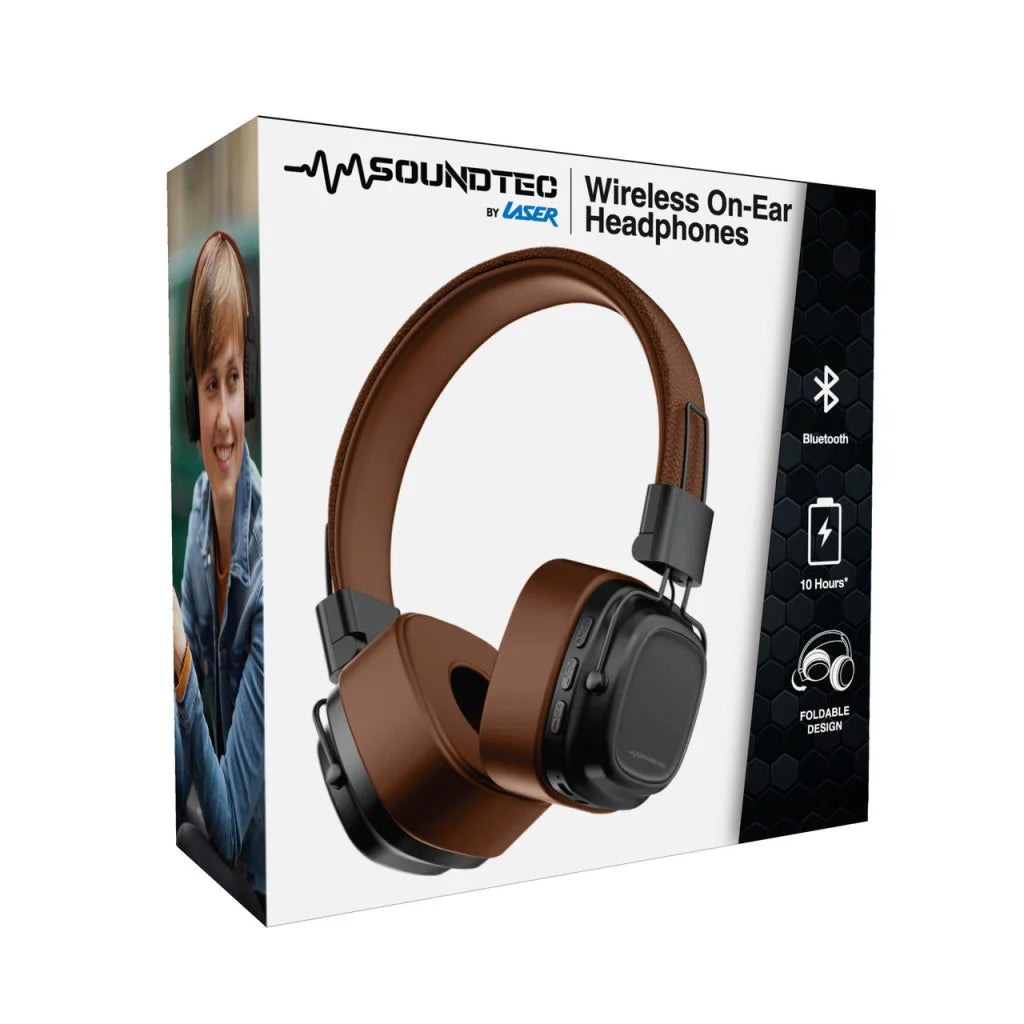 Soundtec Wireless On-Ear Headphones Brown - Electronics >