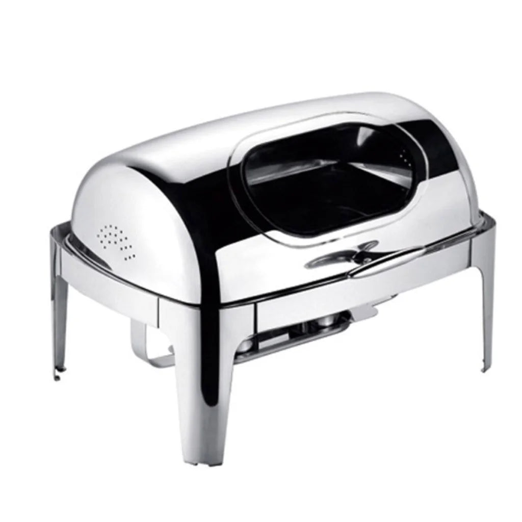 Soup Tureen Bowl Station 6.5L Premium Stainless Steel Double Roll Top Buffet Chafing Dish Catering Chafer Food Warmer Server
