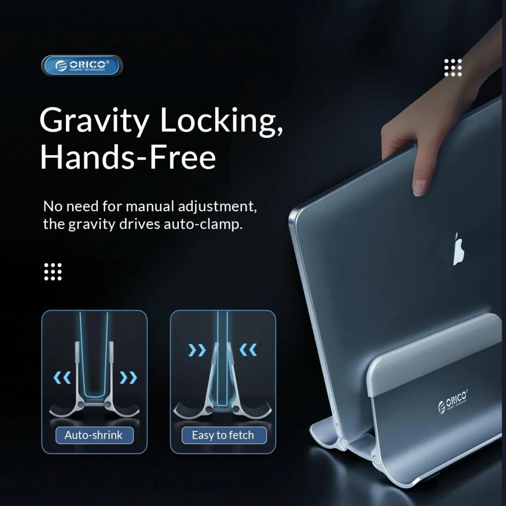 Space-saving Vertical Laptop Stand - Compact Design - Grey