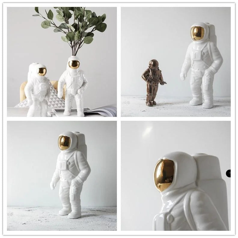 Spacewalker Ceramic Vase with Dried Flowers - Tabletop