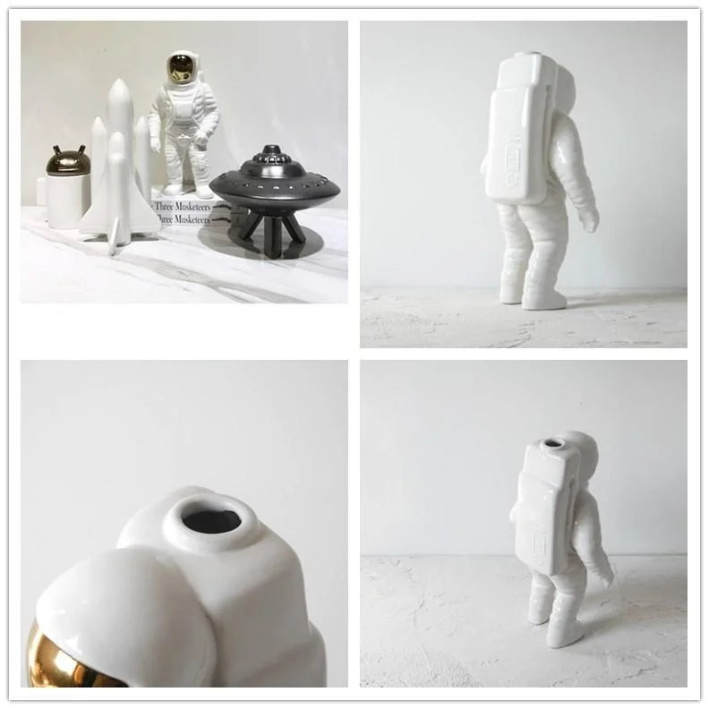 Spacewalker Ceramic Vase with Dried Flowers - Tabletop