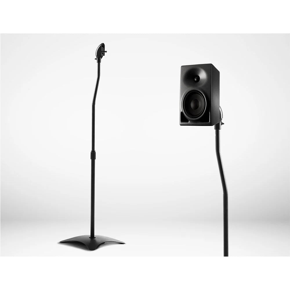 Speaker stand set with open shelves and sturdy supports