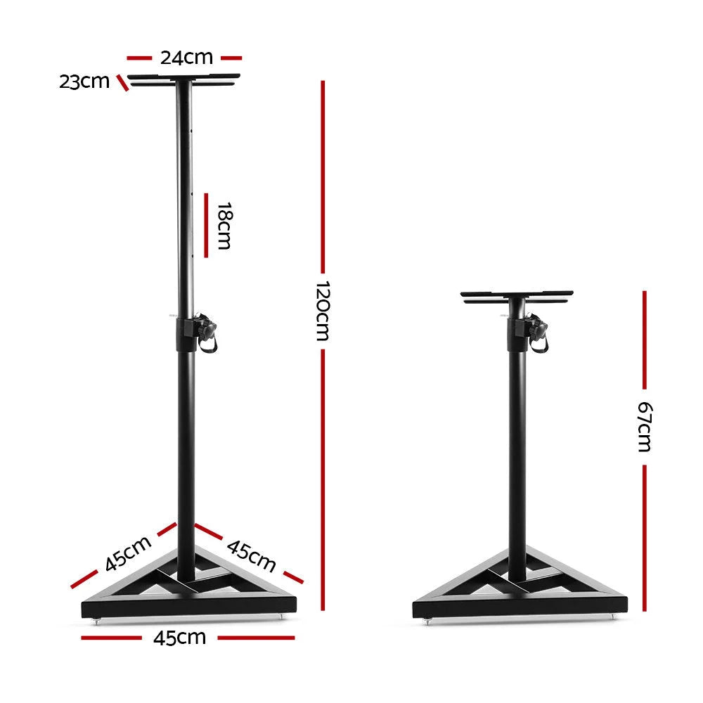 Black 2 120cm speaker stand set for surround sound speaker placement