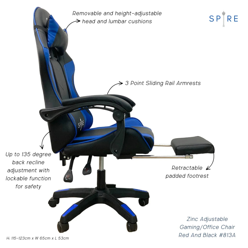 Spire Zinc Adjustable Gaming/Office Chair Blue And Black