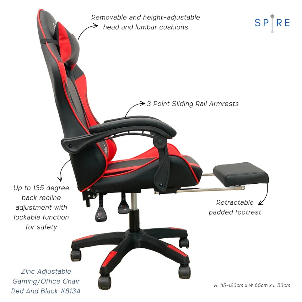 Spire Zinc Adjustable Gaming/Office Chair Red And Black