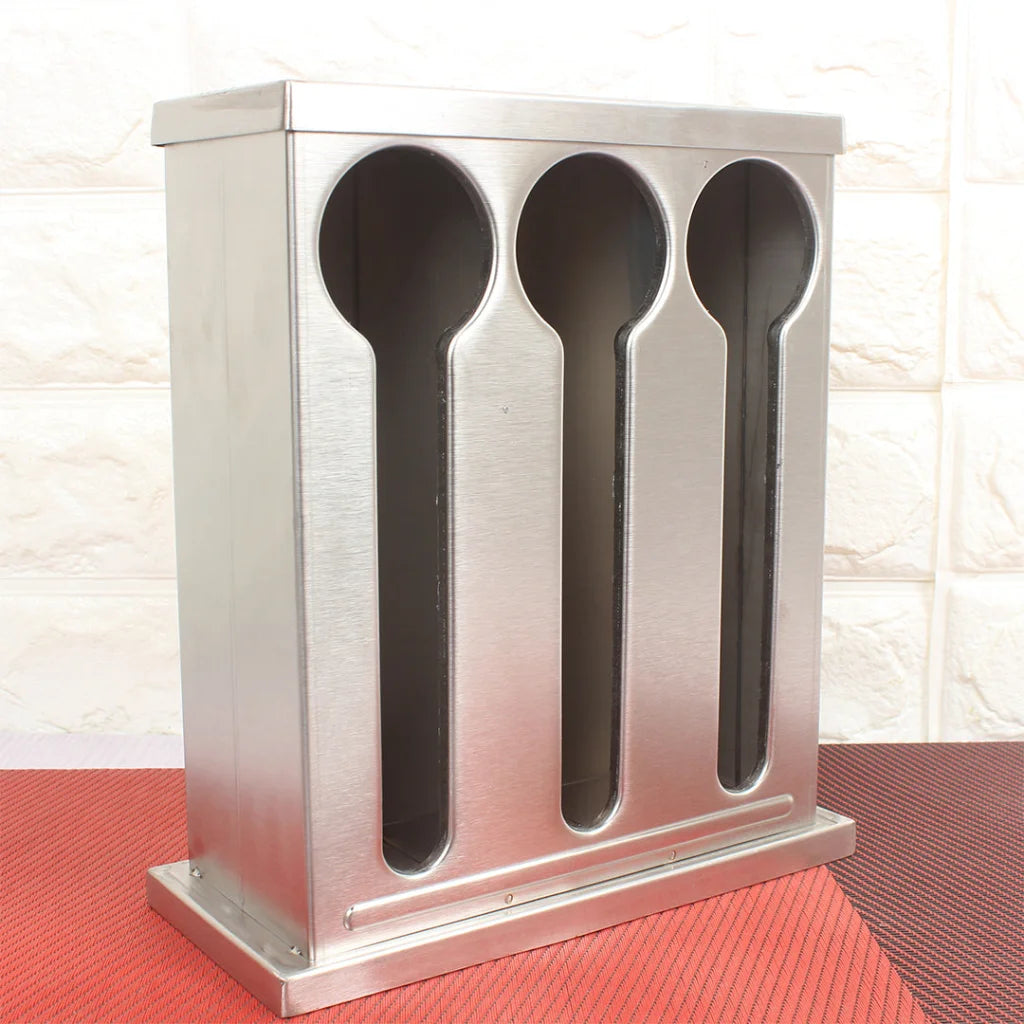 Spoon Utensil Holder Storage Rack Premium Stainless Steel Buffet Restaurant - 3 Holes