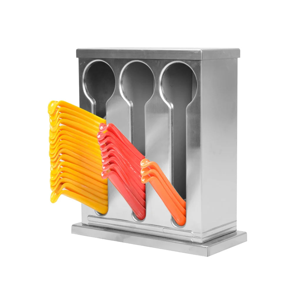 Spoon Utensil Holder Storage Rack Premium Stainless Steel Buffet Restaurant - 3 Holes