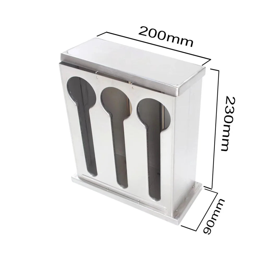 Spoon Utensil Holder Storage Rack Premium Stainless Steel Buffet Restaurant - 3 Holes