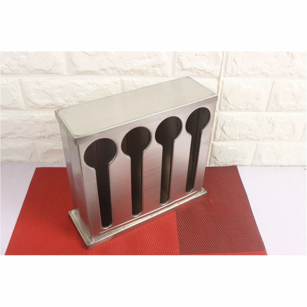 Spoon Utensil Holder Storage Rack Premium Stainless Steel Buffet Restaurant - 4 Holes