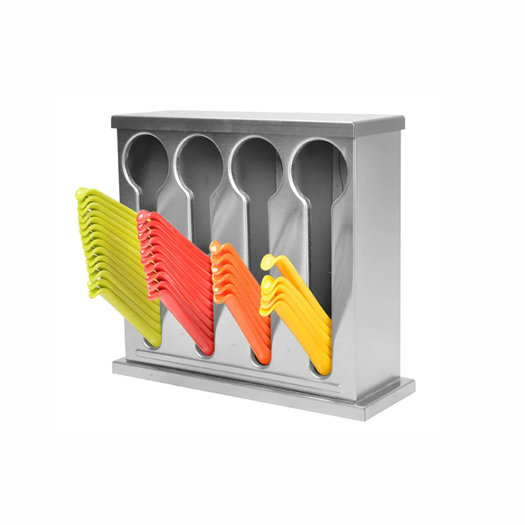 Spoon Utensil Holder Storage Rack Premium Stainless Steel Buffet Restaurant - 4 Holes