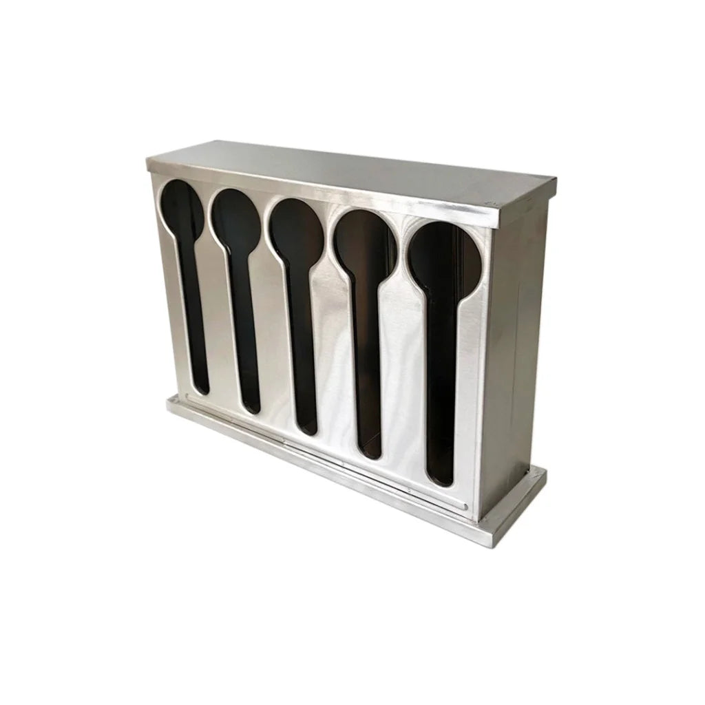 Spoon Utensil Holder Storage Rack Premium Stainless Steel Buffet Restaurant - 5 Holes