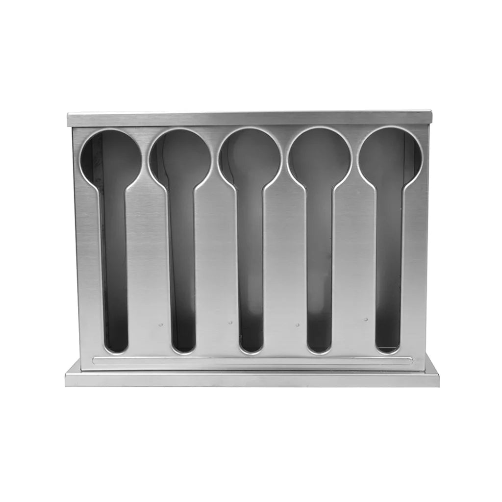 Spoon Utensil Holder Storage Rack Premium Stainless Steel Buffet Restaurant - 5 Holes