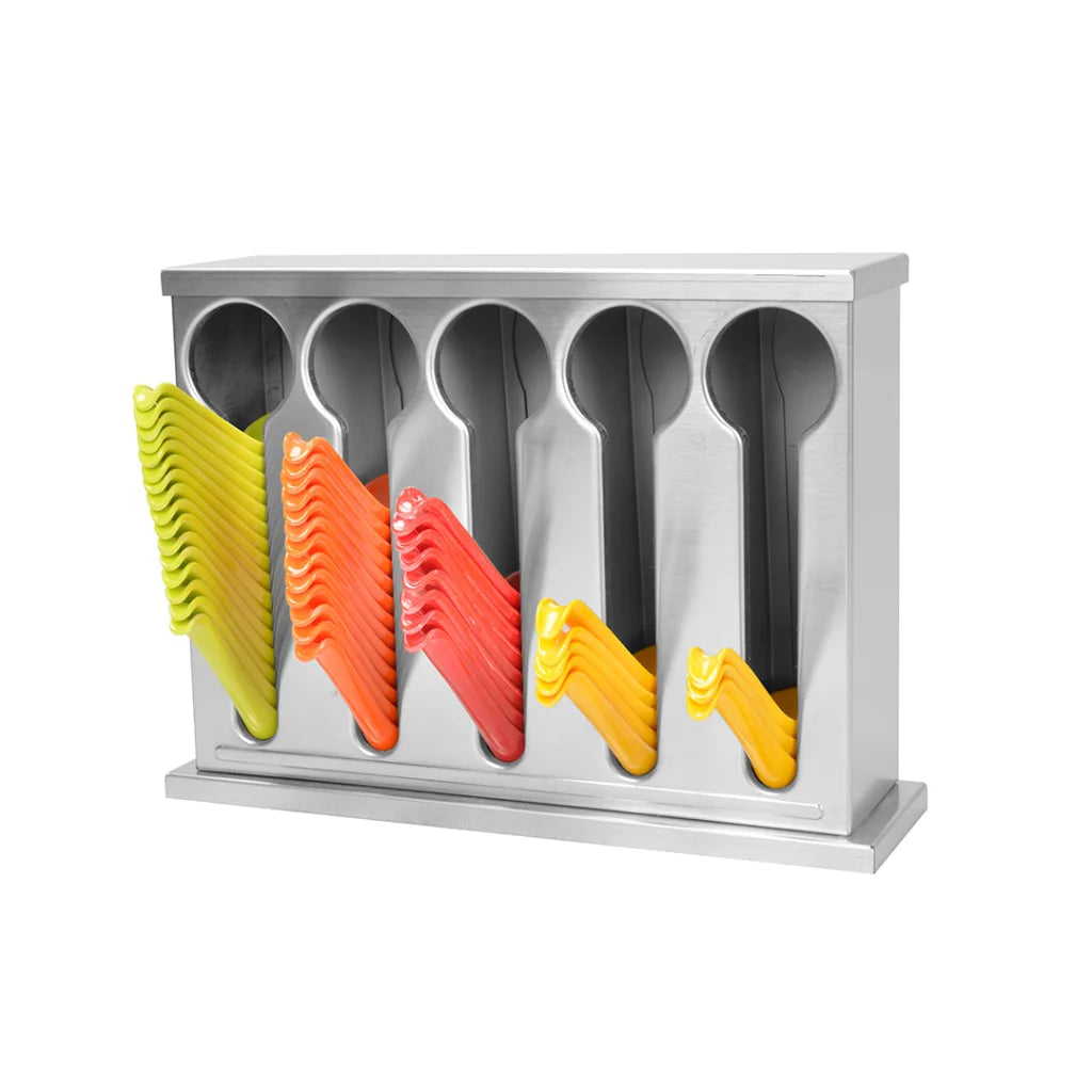 Spoon Utensil Holder Storage Rack Premium Stainless Steel Buffet Restaurant - 5 Holes
