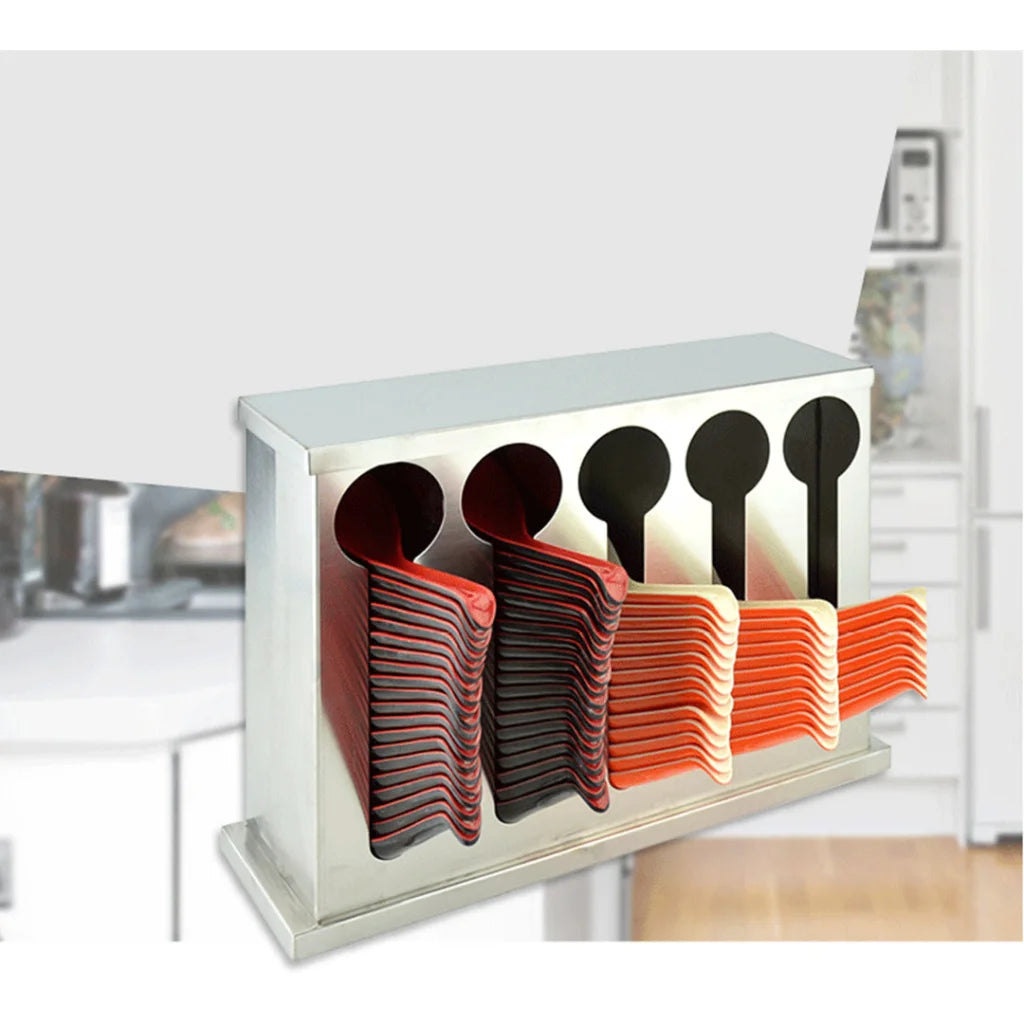 Spoon Utensil Holder Storage Rack Premium Stainless Steel Buffet Restaurant - 5 Holes