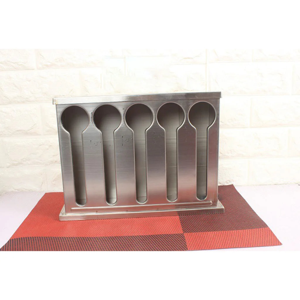 Spoon Utensil Holder Storage Rack Premium Stainless Steel Buffet Restaurant - 5 Holes