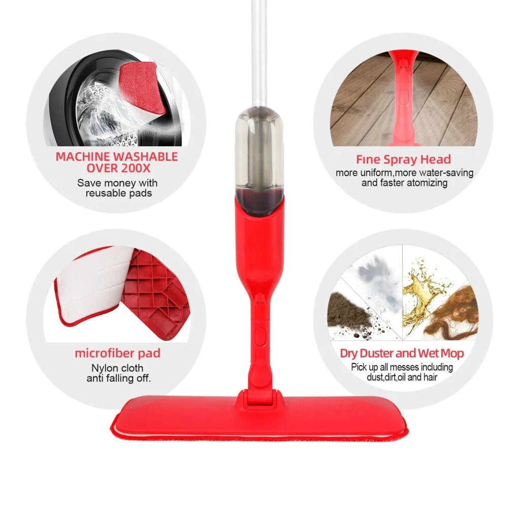 Spray Flat Mop with Microfiber Pads - Floor Tile Kitchen