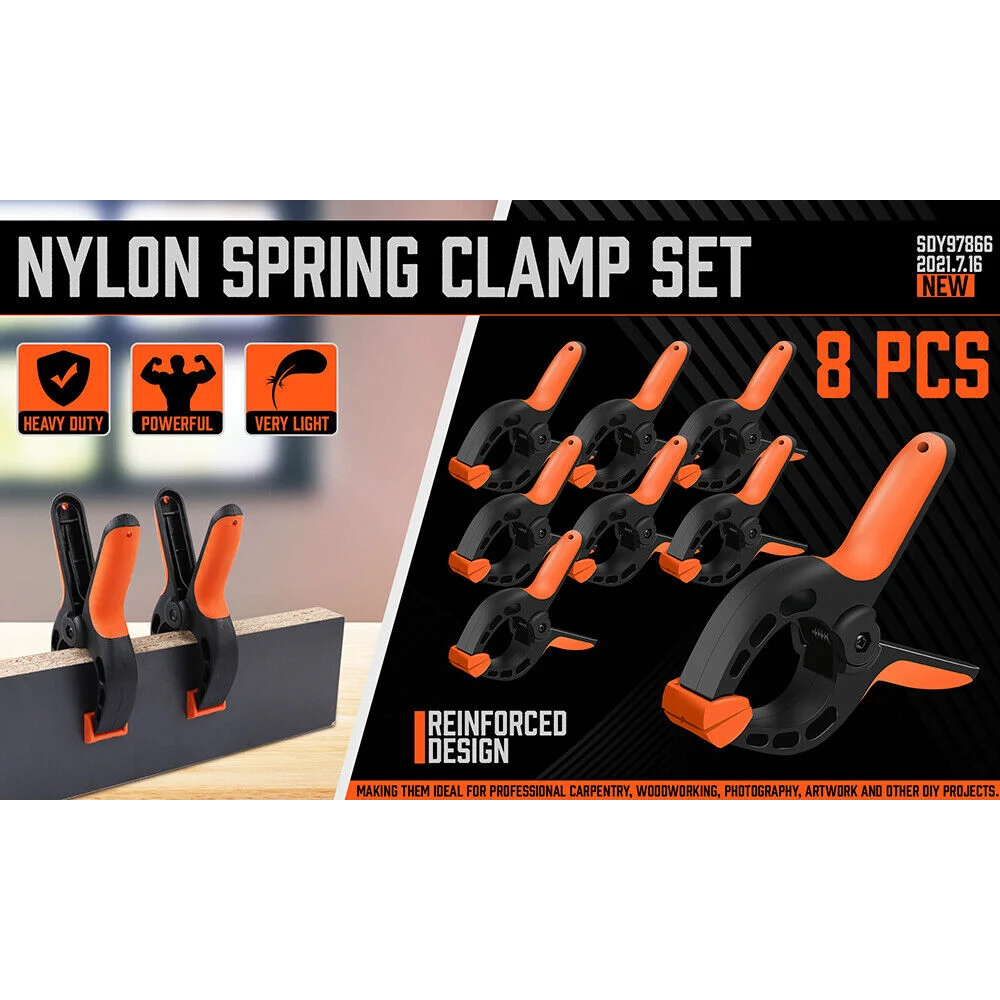 Spring Clamp Set HORUSDY 8Pc Quick Grip Plastic Non-Slip
