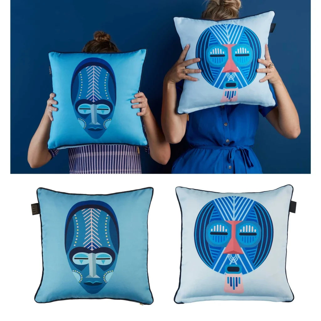 Square Filled Cushion Bedding House Mascarade - Blue - Home
