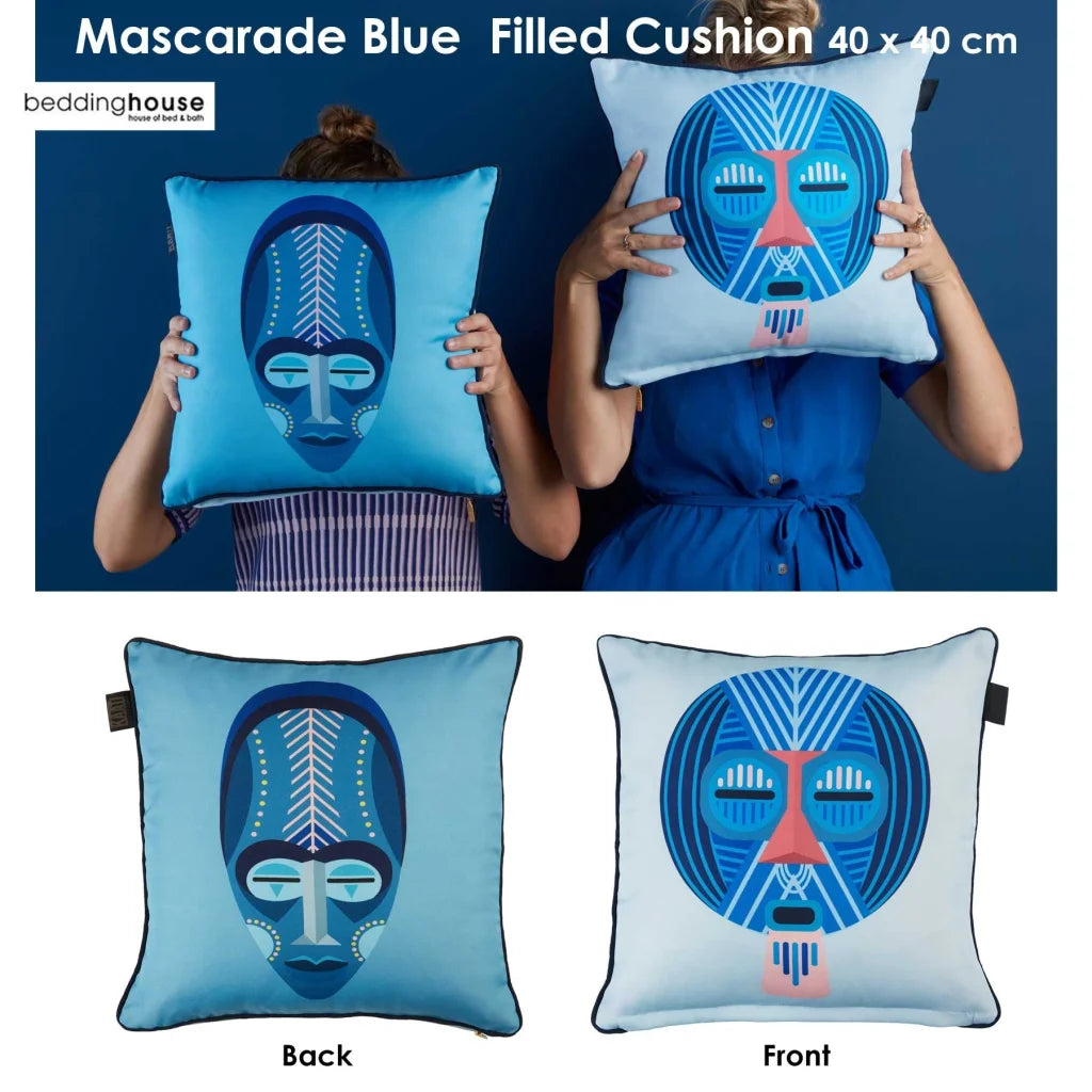 Square Filled Cushion Bedding House Mascarade - Blue - Home