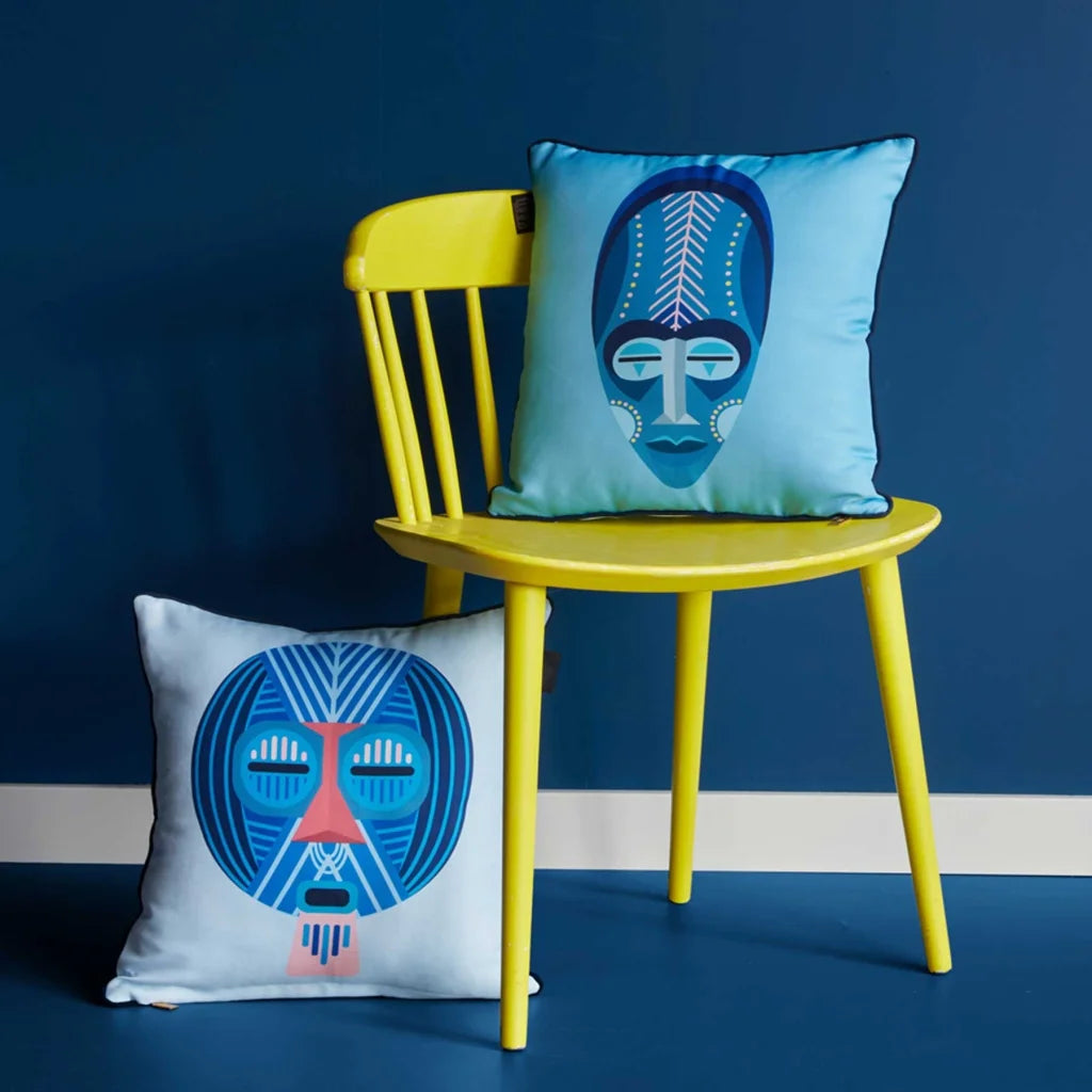Square Filled Cushion Bedding House Mascarade - Blue - Home