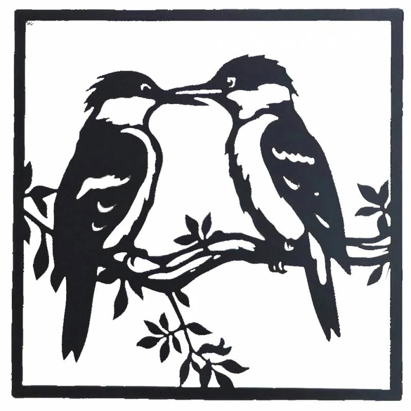 Square Kookaburra Duo Metal Wall Art 30cm - Home & Garden >